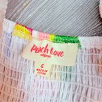 Peach Love California Peach love rainbow sheer print puff short sleeve midi dress with under slip sm Photo 5