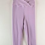 Year Of Ours Bandier Women Leggings Purple Ribbed Veronica V Waist Stretch Small Photo 3