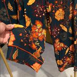 IMAN Dark Green and Orange Floral Pajama Set Size Petite Large Photo 7