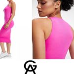 Good American Hawaiian Pink Bodycon Long Snatched Dress NWT Size 2 $110 Khloe K Photo 2