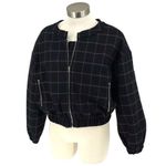 Line and Dot Line +‎ Dot Womens Check Print Full Zip Long Sleeve Bomber Jacket Black Small Photo 0