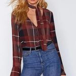 Nasty Gal Tied Up Check Blouse Photo 0