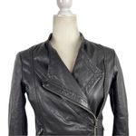 Lucky Brand  Black Soft Lamb Leather Moto Biker Asymmetrical Zip Jacket Size XS Photo 2