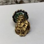 Holy Virgin Mother Mary & Baby Jesus Gold Tone Brooch Tack Pin Signed Avon Photo 7