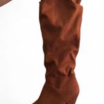 Express brown faux suede knee high boho slouchy ruched heeled cone heels boots Size 8 zipper closure #festival #stagecoach #hippie RN #55285 ID #13388 Like new, excellent condition Photo 2