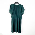 Soma  Green Crinkle Satin Flutter Sleeves Side Pockets Built In Bra Dress Size XL Photo 1