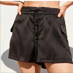 ZARA  XS Black Satin Cargo Shorts‎ Drawstring Elastic Waist Casual Photo 0