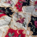 CRYSTAL KOBE Vintage 80s Knit Sweater Floral Roses Medium Pullover Crewneck Red Photo 2