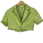 House of Harlow 1960 Green Tweed Cropped Blazer Fringe 2 Piece Size XS Flawed! Photo 1