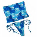 frankie's bikinis 3 Piece Waves Print Blue Sz M Photo 5