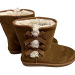KOOLABURRA Women’s Suede Tan Bow Boots Faux Fur Lined Size 7 Photo 0