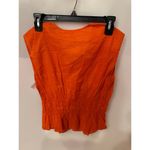 Frame Ruched V-Neck Blouse Orange Cotton Size XS Sleeveless Top NEW Photo 4