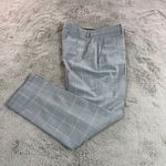Theory NWOT  Women Gray White Plaid Treeca 2R Cyrus Grid Wool Dress Pants Size 6 Photo 2