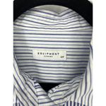 Equipment  Womens Small Shirt Dress Blue Striped Button Up Short Sleeve Collared Photo 2