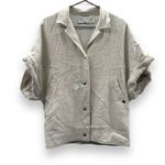 IRO RTR ‎ Ilija Wide Short Sleeve Snap Oversized Knit Metallic Jacket in Ecru 38 Photo 2