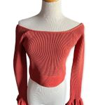 Gianni Bini Womens  Madelyn Ribbed Bell Sleeve Zipper Back Top - Sz L Photo 2