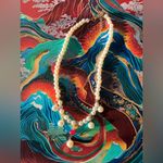 Handmade Elegant Faux Pearl and Gold Necklace with red accents Photo 3