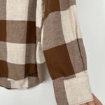 Old Navy  Flannel The Boyfriend Shirt Brown Cream Neutral Oversized Size M Photo 3