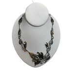 Floral and leaf silver necklace statement piece artwork Photo 0