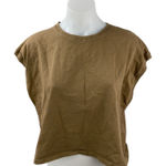 ZARA  Women's Brown Crew Neck Sleeveless Boxy Cropped Muscle Tee Tank Top Size L Photo 0