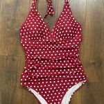 Adore Me Halter One Piece Red Polka Dot Swimsuit NEW with Tags size 1X Photo 0