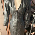 Yucatán bay black leather dress vintage size 8 long sleeve from fitting stylish Photo 0