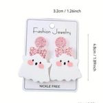 🌸 4 for $20 Charming Pink Bow Ghost Acrylic Earrings Photo 4