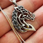 Sterling Silver Celtic Horse Pendant Necklace Photo 2