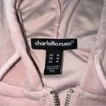 Charlotte Russe  Pink Velour Cropped Jacket With Hood Zip Up Women's Medium EUC Photo 4