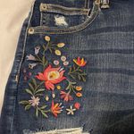 American Eagle  Outfitters High Waist Denim Shorts with Floral Embroidery Photo 1