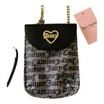 Juicy Couture NWT--A LITTLE PIECE OF HEART FLAP CELLIE-CROSSBODY Black and beige, leather and gold chain strap, measures 7x5 inches Photo 2