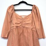 Anthropologie Forever That Girl Puff Shoulder Babydoll Linen Blend Mini Dress in Dusty Rose Photo 3