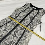 Calvin Klein  Women's White / Black Floral Lace Faux Leather Sheath Dress Sz 2 Photo 8
