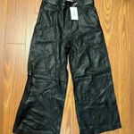 frame denim NWT High Rise Wide Leg Crop Leather Pants Jeans Noir Black 27 Photo 4