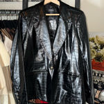 Dennis By Dennis Basso Croc Embossed Faux Leather Blazer Jacket Black Womens 16 Photo 0