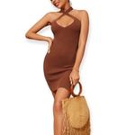 SheIn  Criss Cross Halter Neck Ribbed Knit Side Slit Mini Dress Photo 62