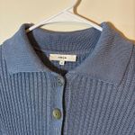 Vince Blue Ribbed Knit Button Front Cardigan Collared Sweater Medium Photo 1