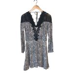 Anthropologie  Black & White Lacy V-Neck Mini Dress Photo 4