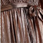 Retrofête  Flora Lamé High-Low deep V-neck Wrap Dress - Bronze EUC Photo 3