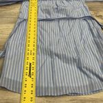 EXPRESS Blue & White Striped Linen Elastic Off The Shoulders Dress Size Small Photo 9