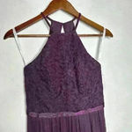 David's Bridal NWT David's Bridal F19608 Plum Long Lace Mesh High Neck Sz 2 Photo 2