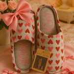 Rae Dunn Heart Patterned Slippers Size 7/8 Photo 0