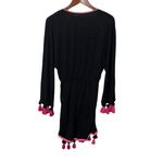 Pitusa New Mykonos Tassel Dress Black Pink Trim Pima Cotton Modal Size Standard Size M Photo 4