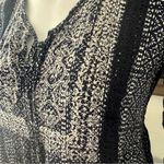 Artesia Boho Dress Casual Mini with Neck Ties Tassels Navy Cream Size S Photo 6