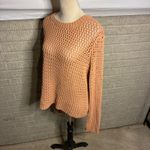 Pink Lily  Crochet Knit Sweater Orange Long Sleeve Open Weave Size L Photo 1