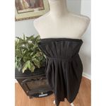 BCBGeneration  Dress 8 Black Zipper Back Pleated Strapless Trim Lace Pocket Side Photo 2
