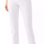 kim rogers  Pants Women's White Crop Capri Ruffle Women's Size 10 Petite NWOT Photo 0