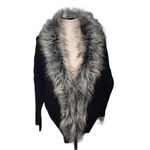 Jessica Simpson Oversized Faux Fur Lined Knit Black Sweater Cardigan Size Small Photo 4