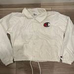 Champion Zumiez Windbreaker Jacket Long Sleeve Collar White Cropped Large Photo 0