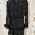 Lulus Vintage Floral to See Black Polka Dot Long Sleeve Mini Dress in Small Photo 1
